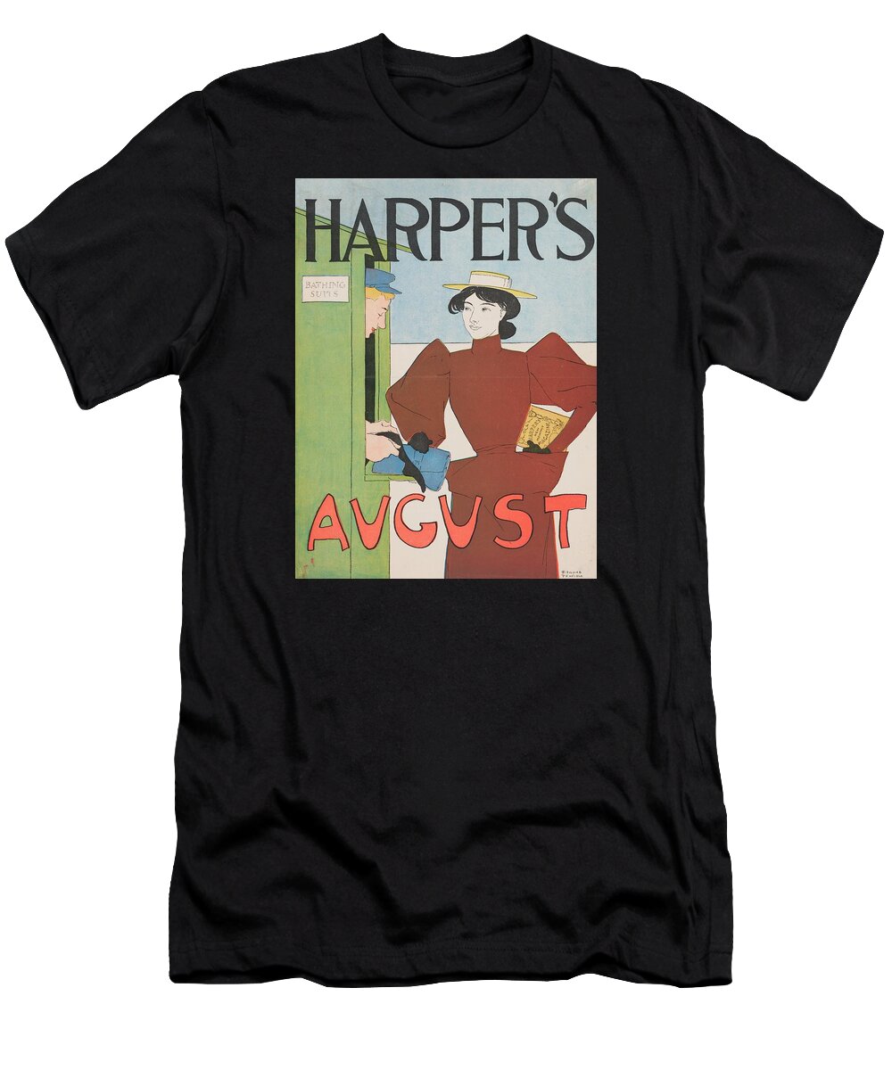 Americana T-Shirt featuring the digital art Harper's August 1894 by Kim Kent