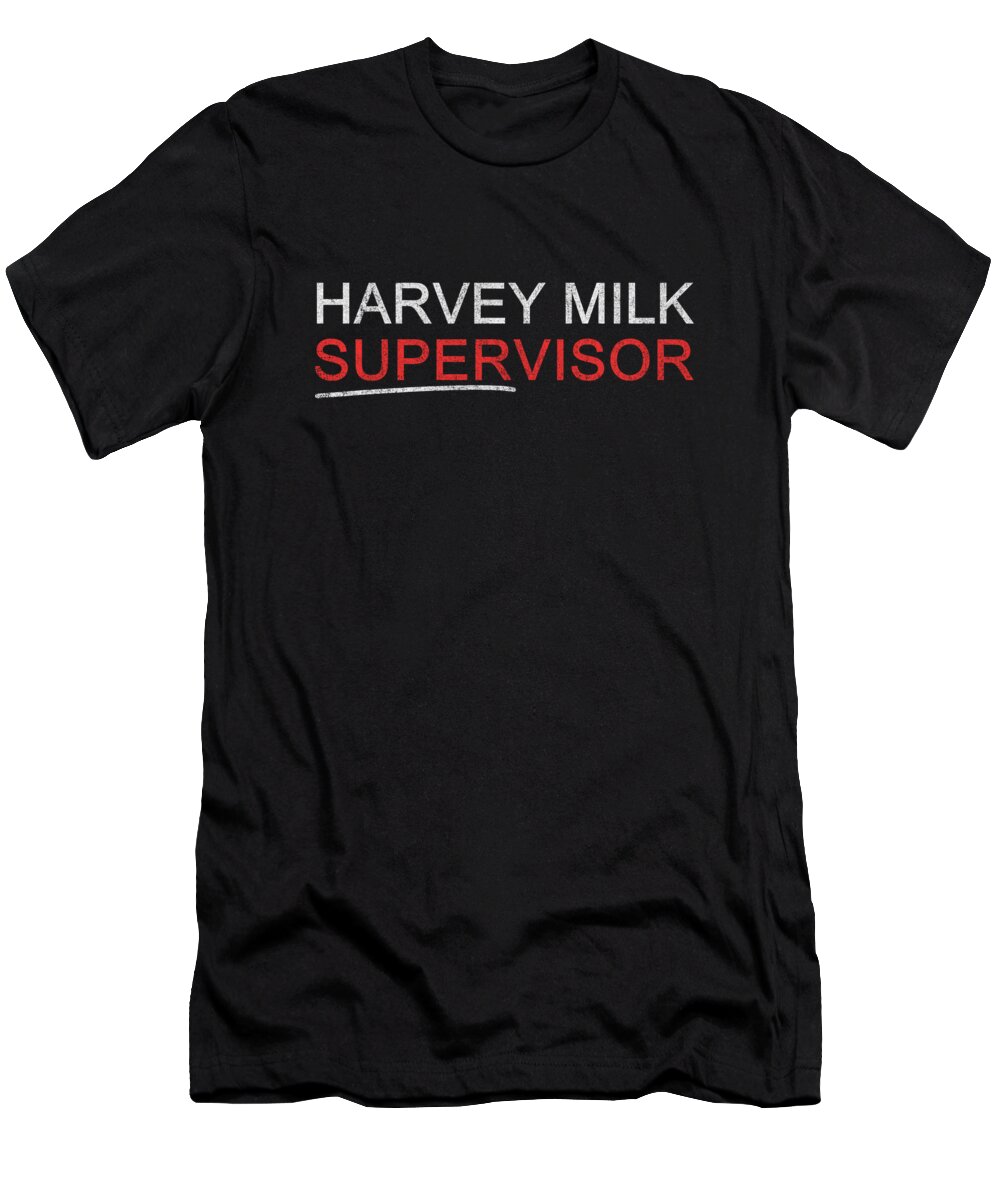 Retro T-Shirt featuring the digital art Harvey Milk Supervisor Distressed by Flippin Sweet Gear