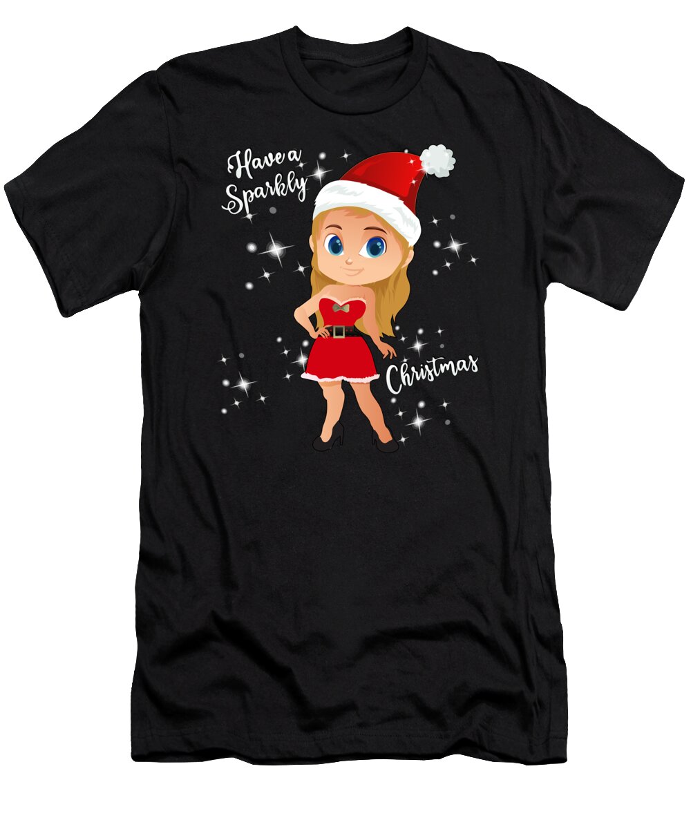 Christmas 2023 T-Shirt featuring the digital art Have a Sparkly Christmas Girls by Flippin Sweet Gear