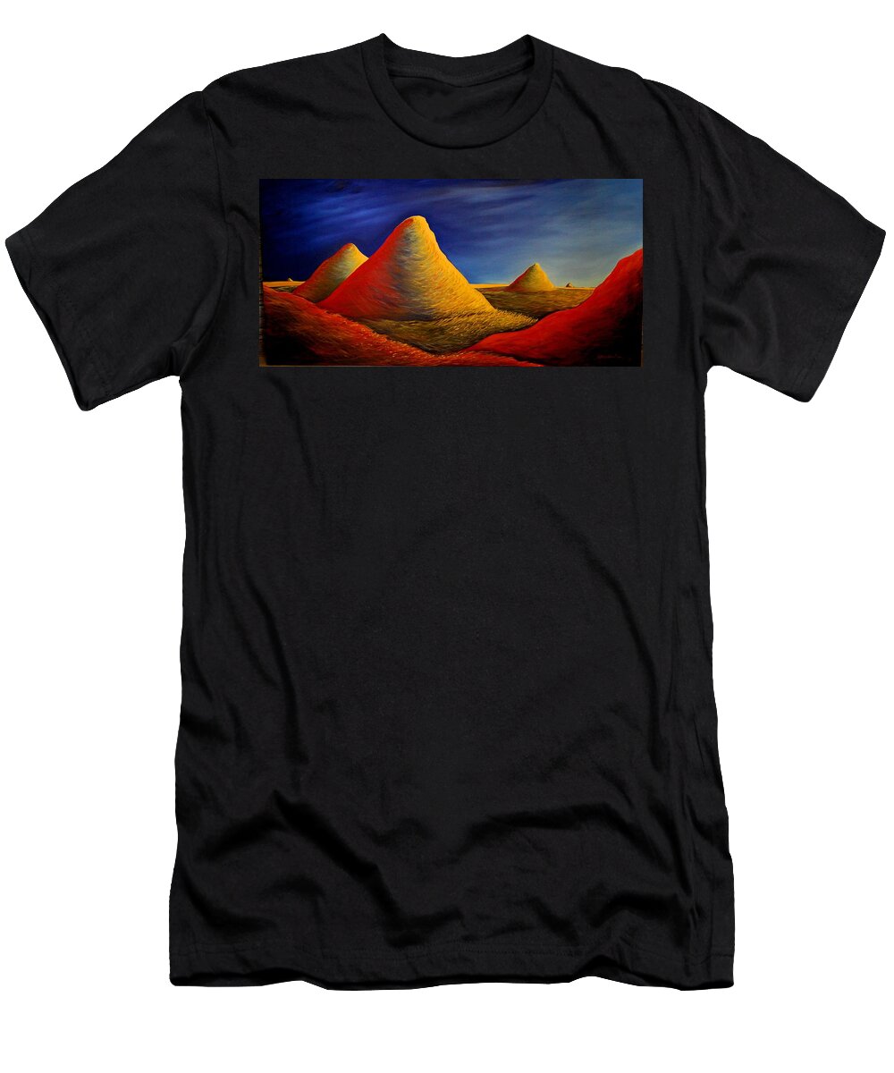 Haystacks T-Shirt featuring the painting Haystacks by Franci Hepburn