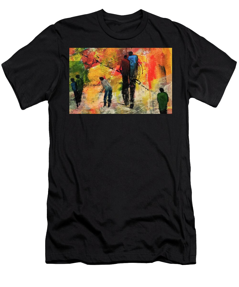 Acrylic T-Shirt featuring the painting Heading Uptown by Lee Beuther