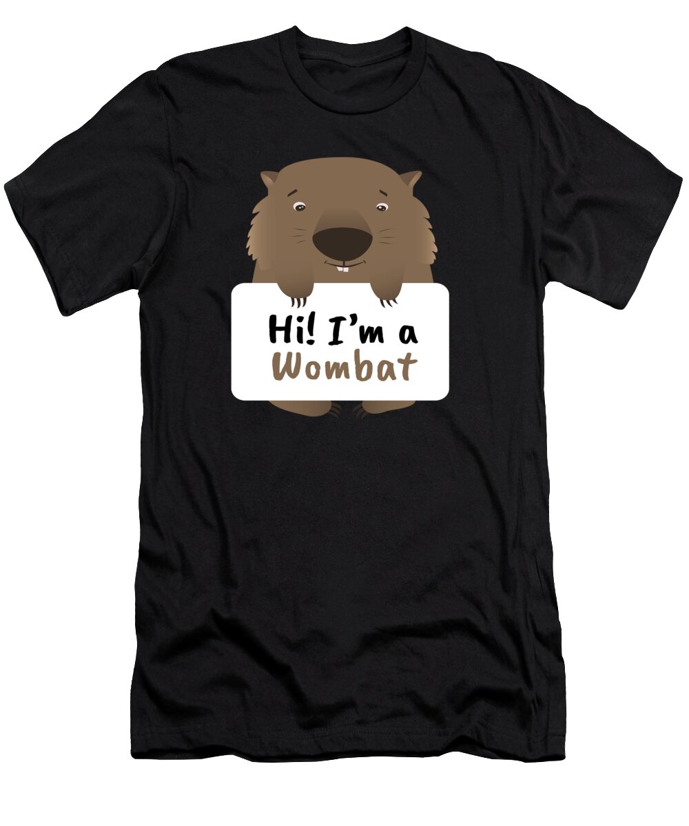 Wombat T-Shirt featuring the digital art Hi Im a Wombat Australia by Mooon Tees