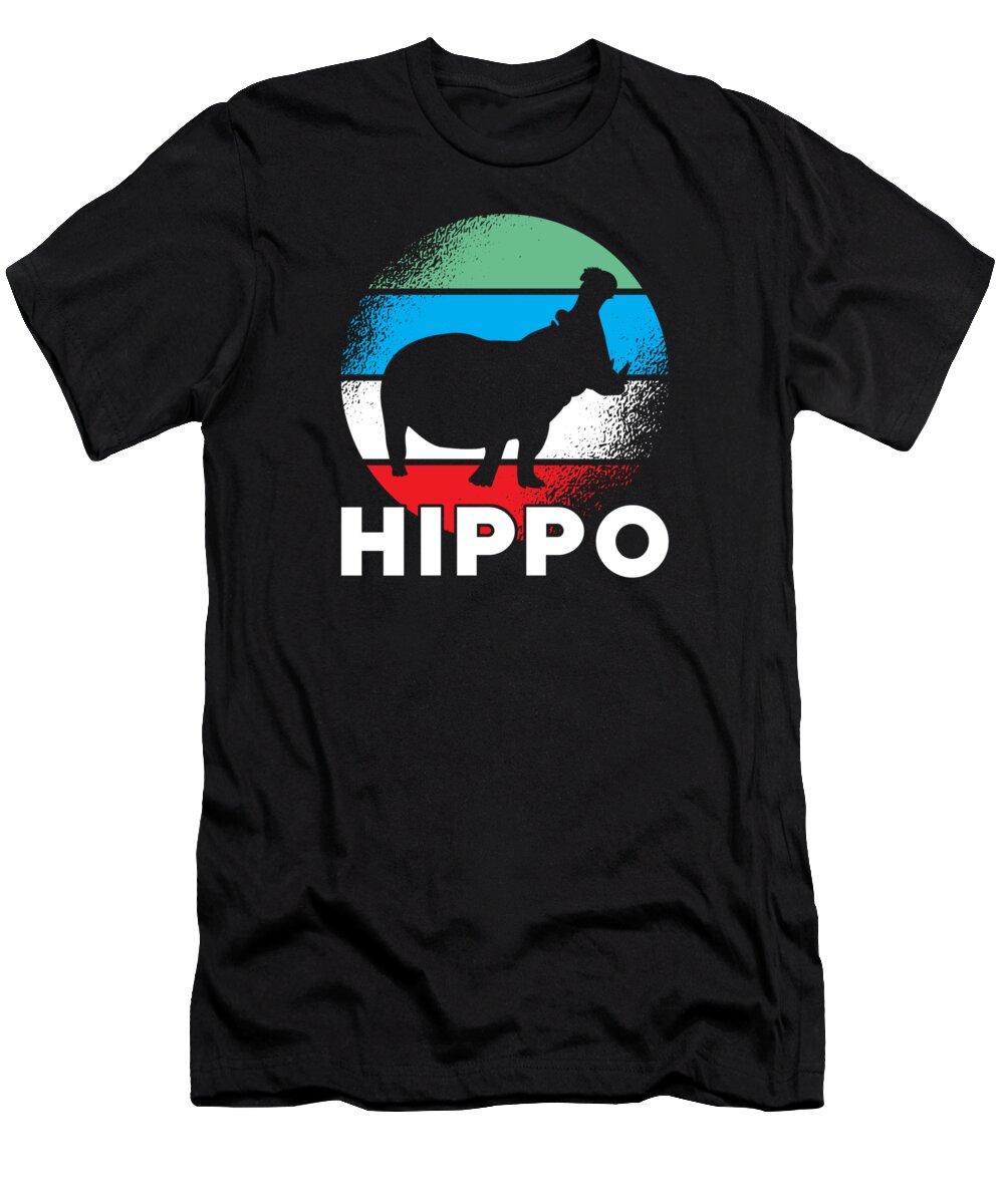 Hippo Retro T-Shirt featuring the digital art Hippo Retro by Manuel Schmucker
