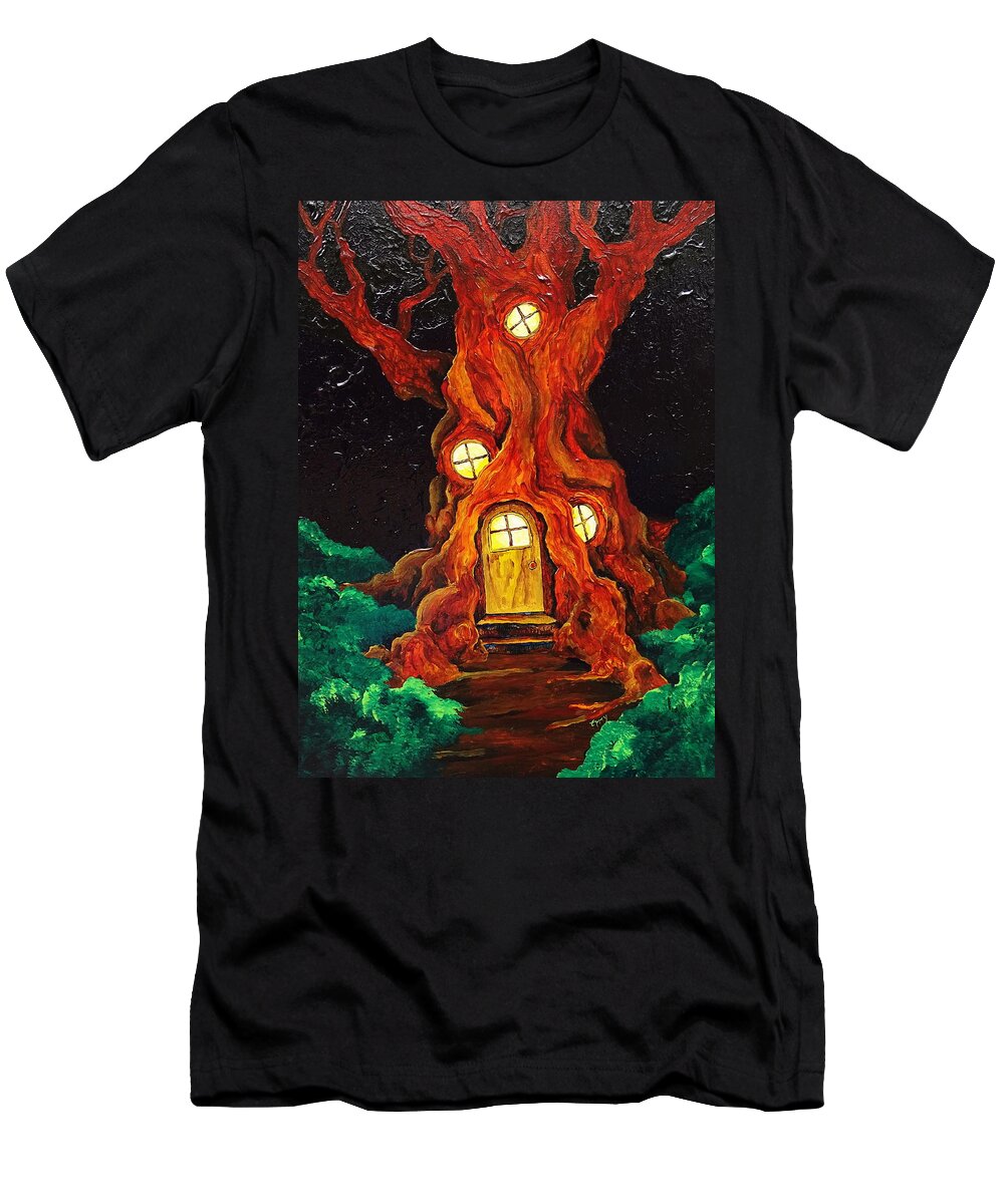 Magic T-Shirt featuring the painting Hobbit Home by Teresamarie Yawn