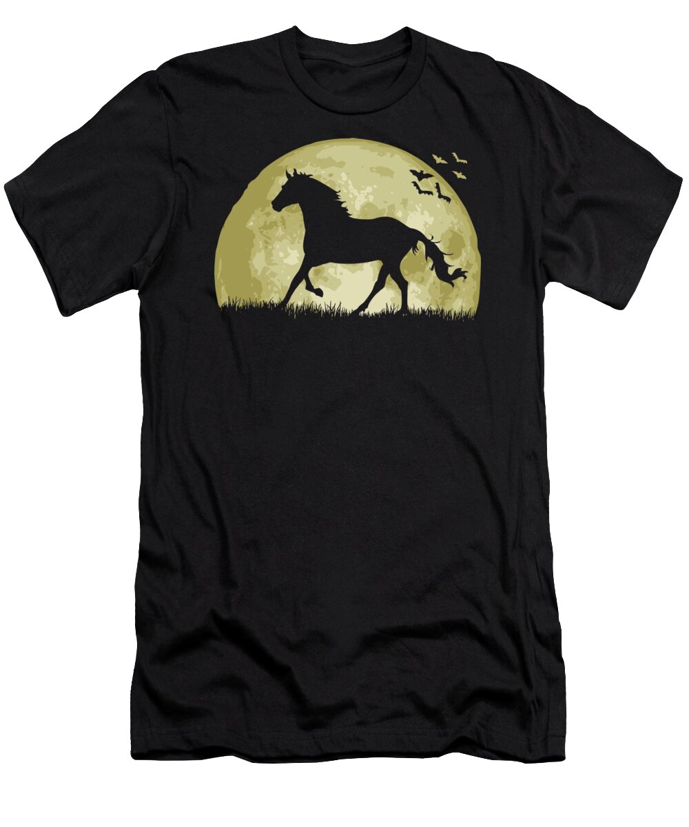 Horse T-Shirt featuring the digital art Horse Full Moon by Filip Schpindel