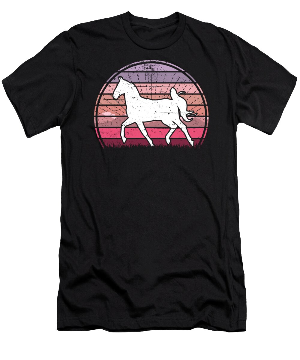 Horse T-Shirt featuring the digital art Horse Pink Sunset by Filip Schpindel