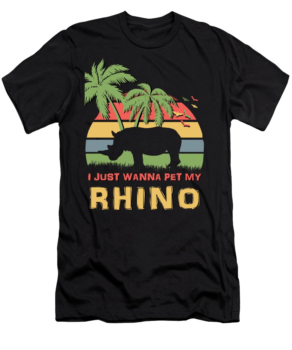 I T-Shirt featuring the digital art I just wanna pet my rhino by Filip Schpindel