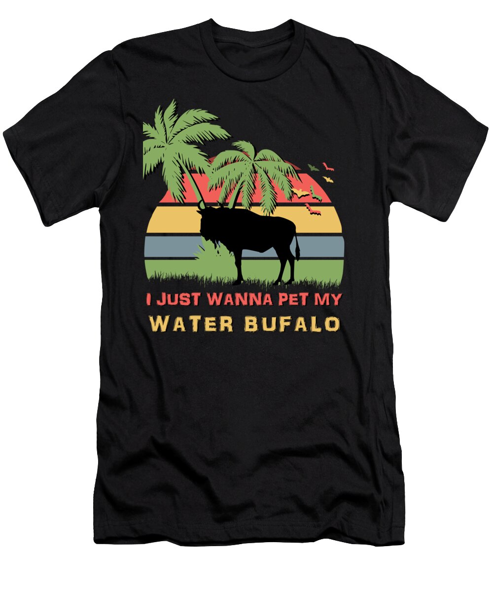 I T-Shirt featuring the digital art I just wanna pet my Water Buffalo by Filip Schpindel