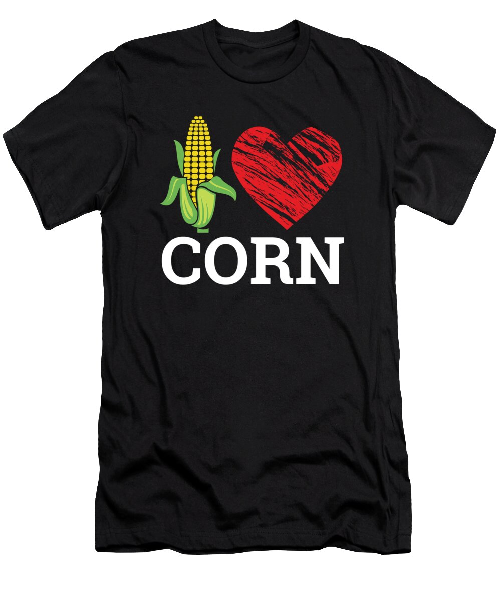 Corn T-Shirt featuring the digital art I Love Corn by Moon Tees