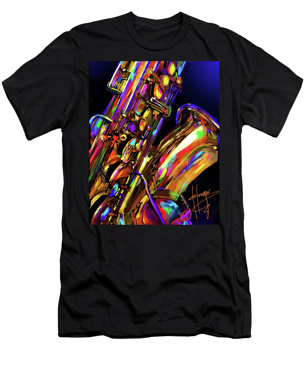 Saxophone T-Shirt featuring the painting I Love My Saxophone by DC Langer