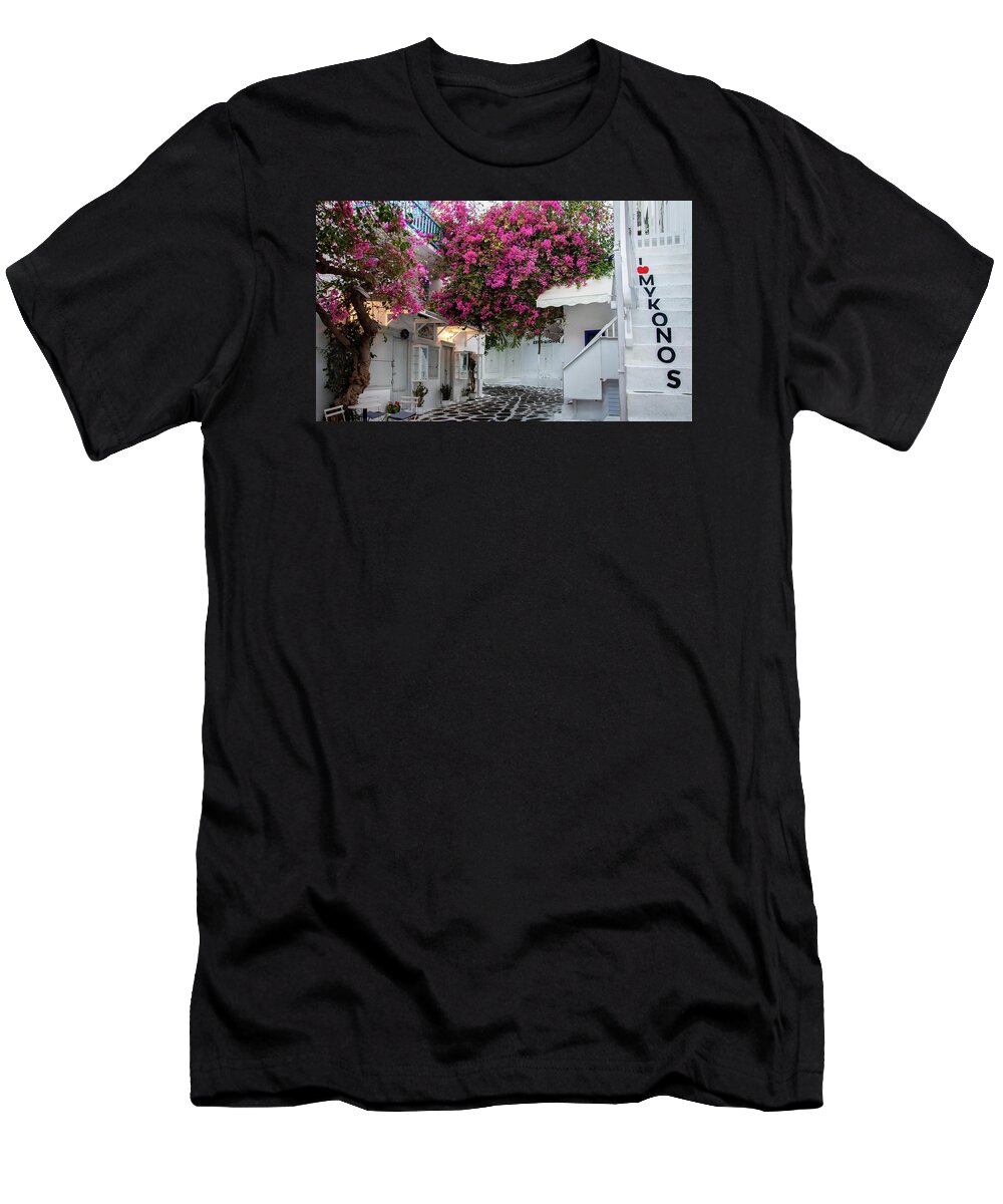 Mykonos T-Shirt featuring the photograph I Love Mykonos by Rebecca Herranen