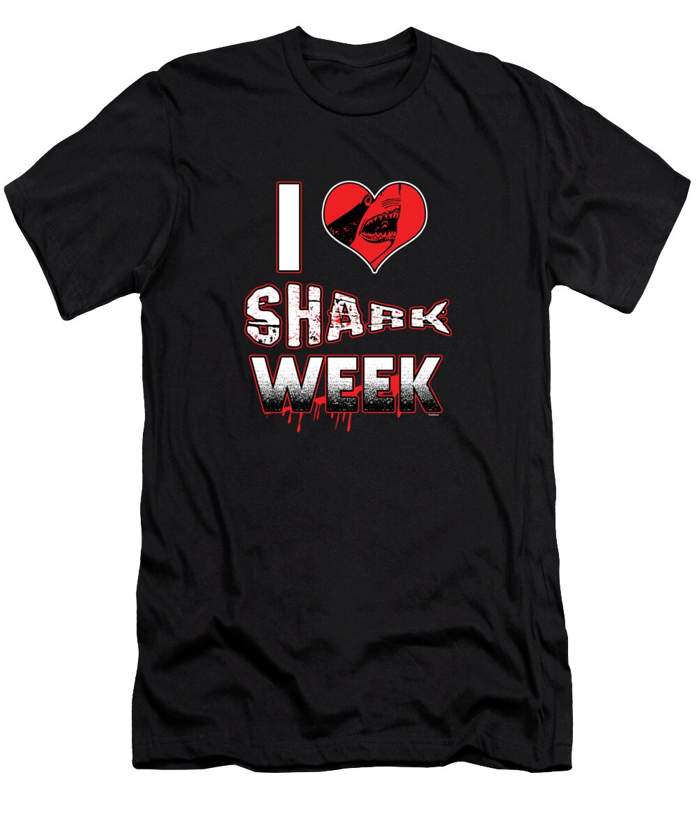 Marine Life T-Shirt featuring the digital art I Love Shark Week Sharks Aquamarine Marine Life Water Sea Ocean Family Sea Creatures Gift by Thomas Larch