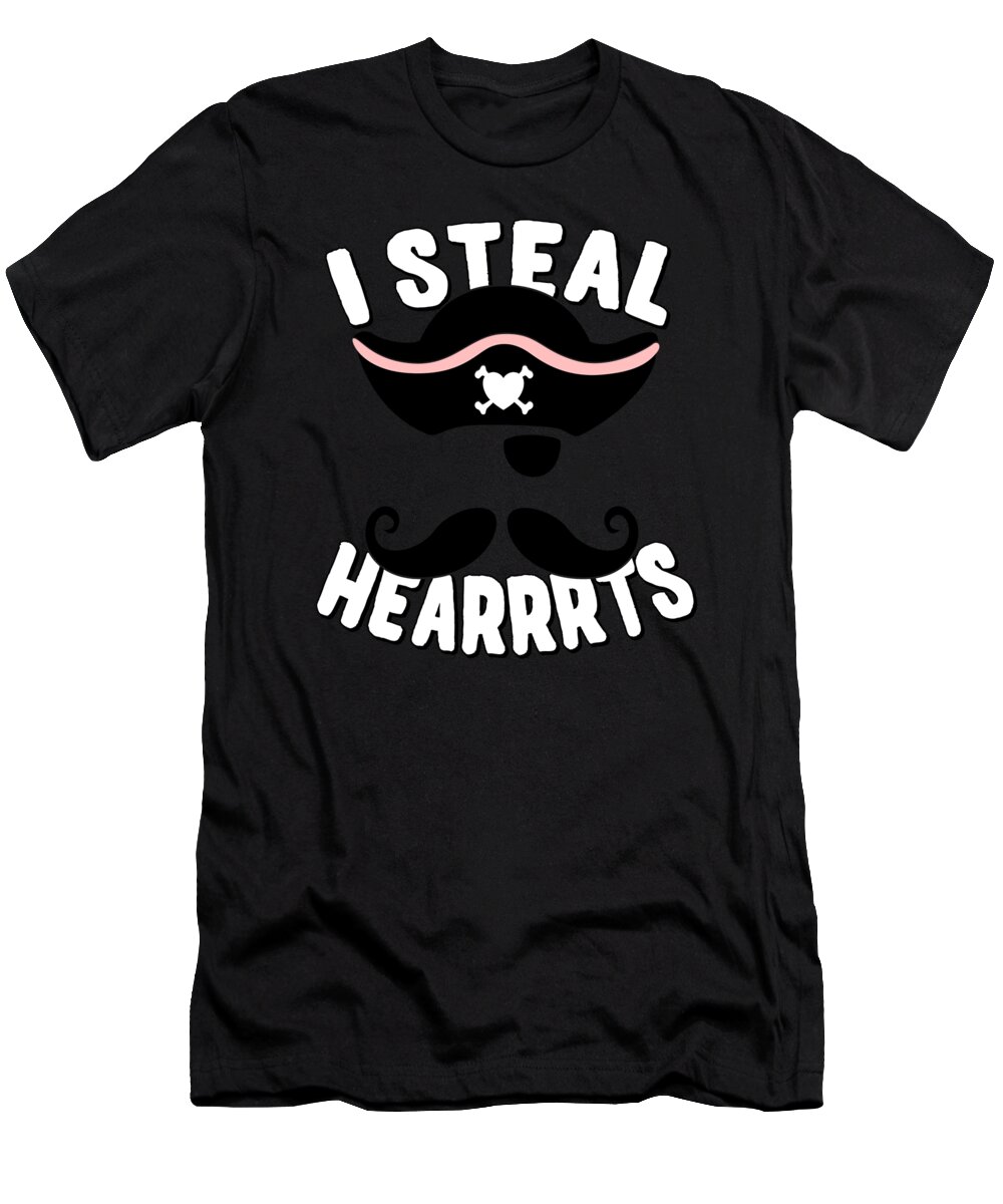 Cool T-Shirt featuring the digital art I Steal Hearrrts Valentines Pirate by Flippin Sweet Gear