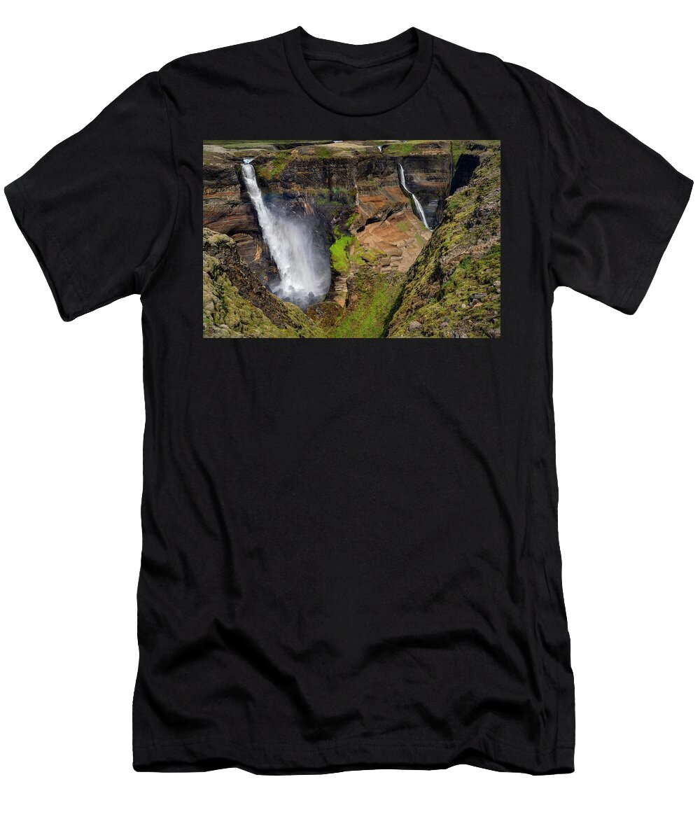Iceland T-Shirt featuring the photograph Iceland - Haifoss by Olivier Parent
