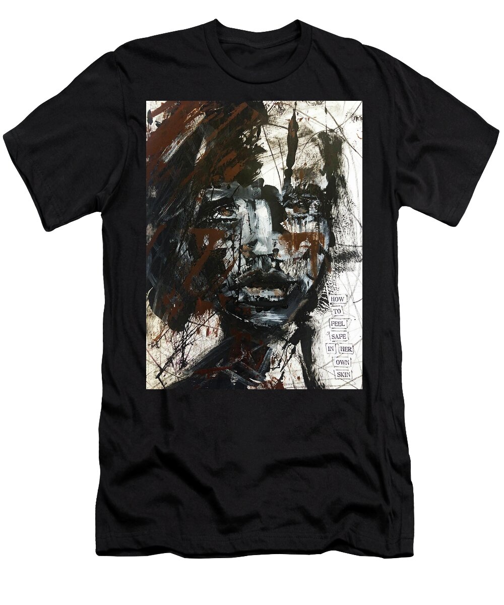 Inspire T-Shirt featuring the mixed media In her skin by Lynn Colwell
