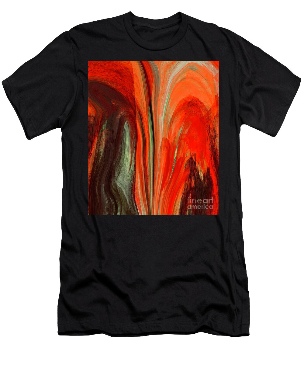 Vibrant Colourful Artwork T-Shirt featuring the digital art Inferno by Elaine Rose Hayward
