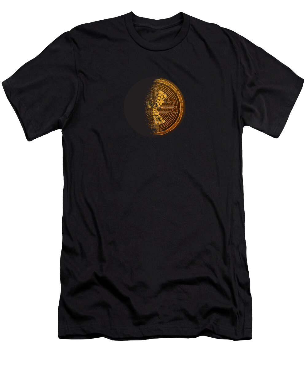 Iota T-Shirt featuring the digital art Iota Moon Cryptocurrency by Me