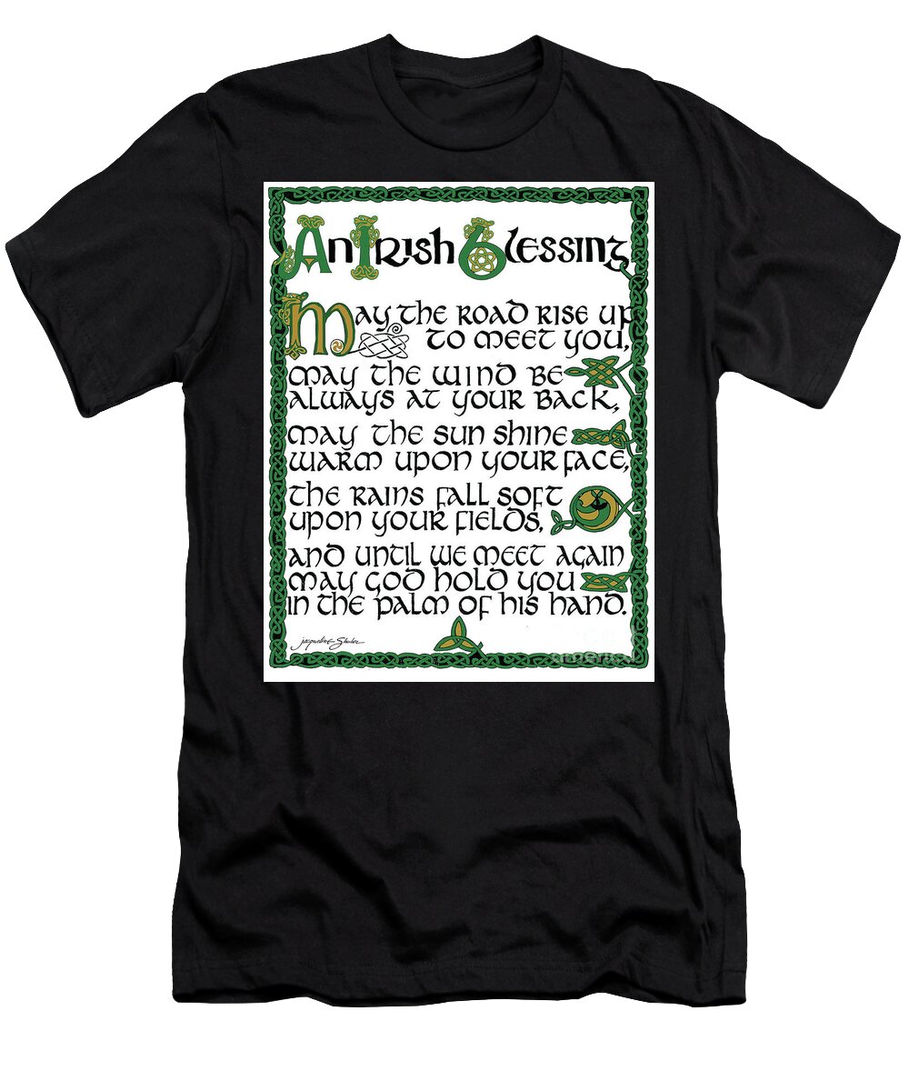  Celtic T-Shirt featuring the digital art Irish Blessing Classic by Jacqueline Shuler