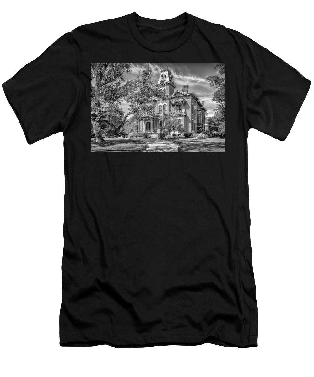 Millikin Homestead T-Shirt featuring the photograph James Millikin Homestead - Decatur, IL by Susan Rissi Tregoning