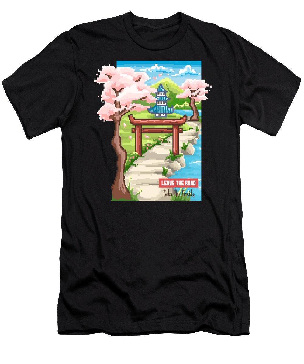 Japanese Landscape T-Shirt featuring the digital art Japanese Landscape Cherry Blossoms by Manuel Schmucker