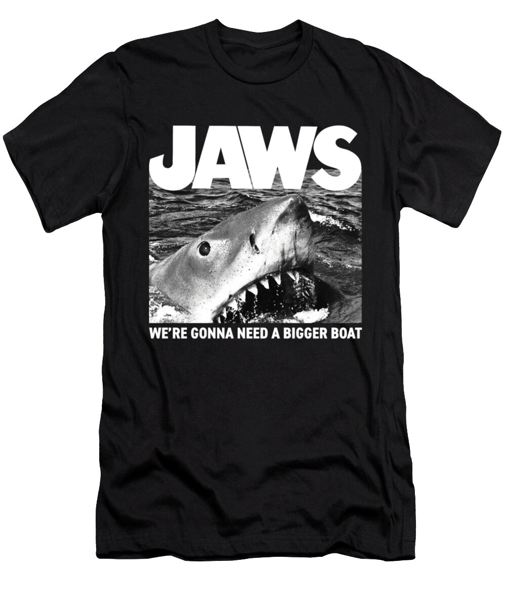 Shark T-Shirt featuring the digital art Jaws We're Gonna Need A Bigger Boat Quote by Tinh Tran Le Thanh