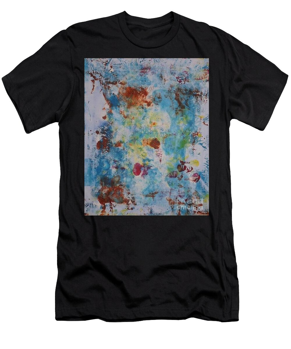 Abstract Canvas T-Shirt featuring the painting Jazzy Blue by Denise Morgan
