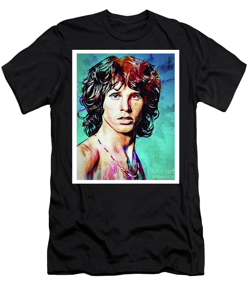 Rock Star Art Print T-Shirt featuring the digital art Jim The Rock Star Psychedelia by Franchi Torres