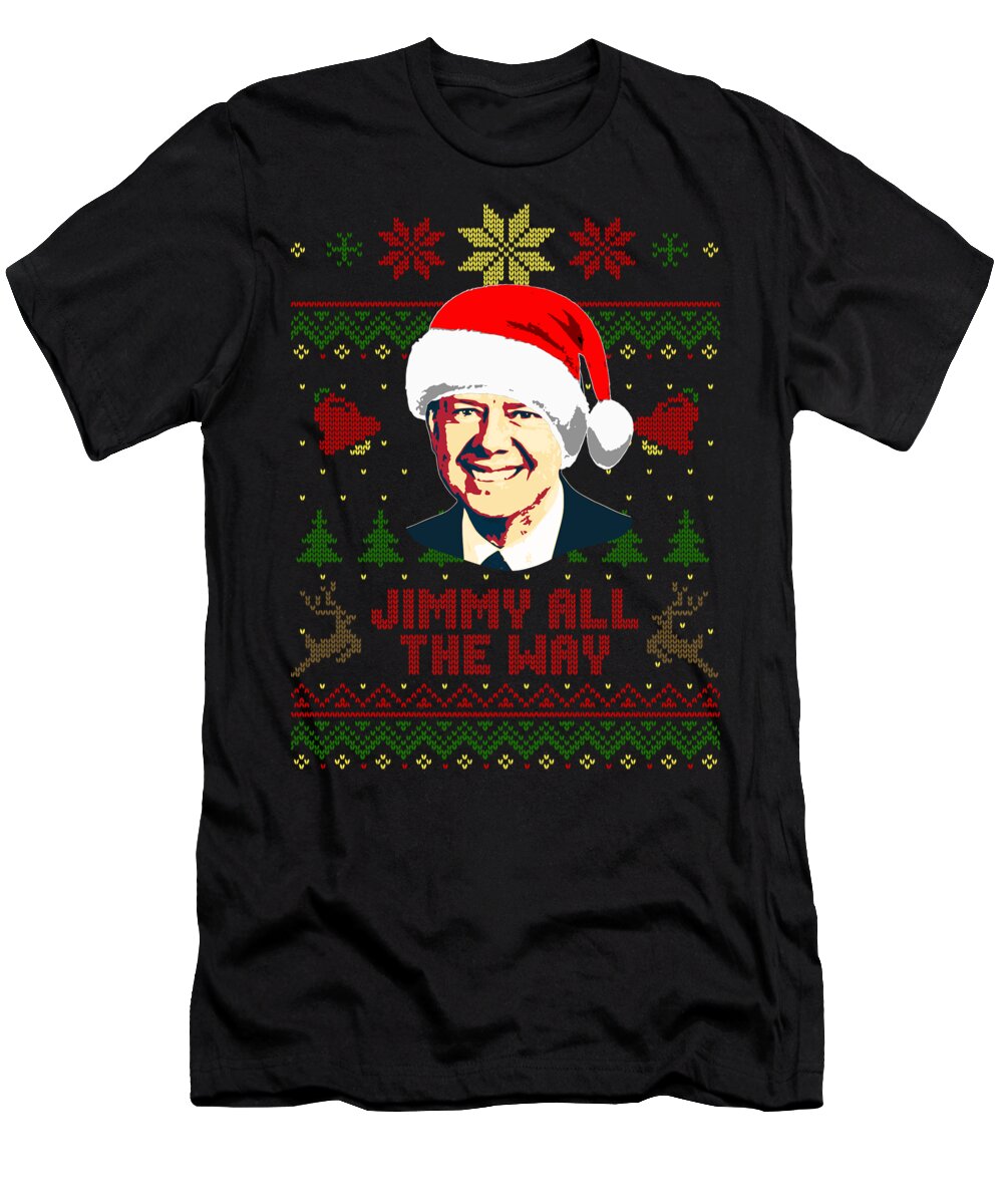 Santa T-Shirt featuring the digital art Jimmy All the Way Carter Christmas by Filip Schpindel