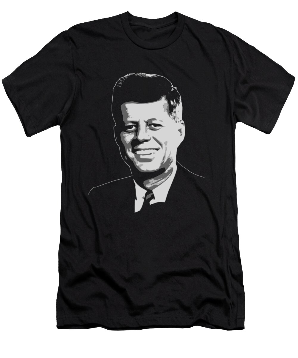 John T-Shirt featuring the digital art John F Kennedy Black and White by Filip Schpindel