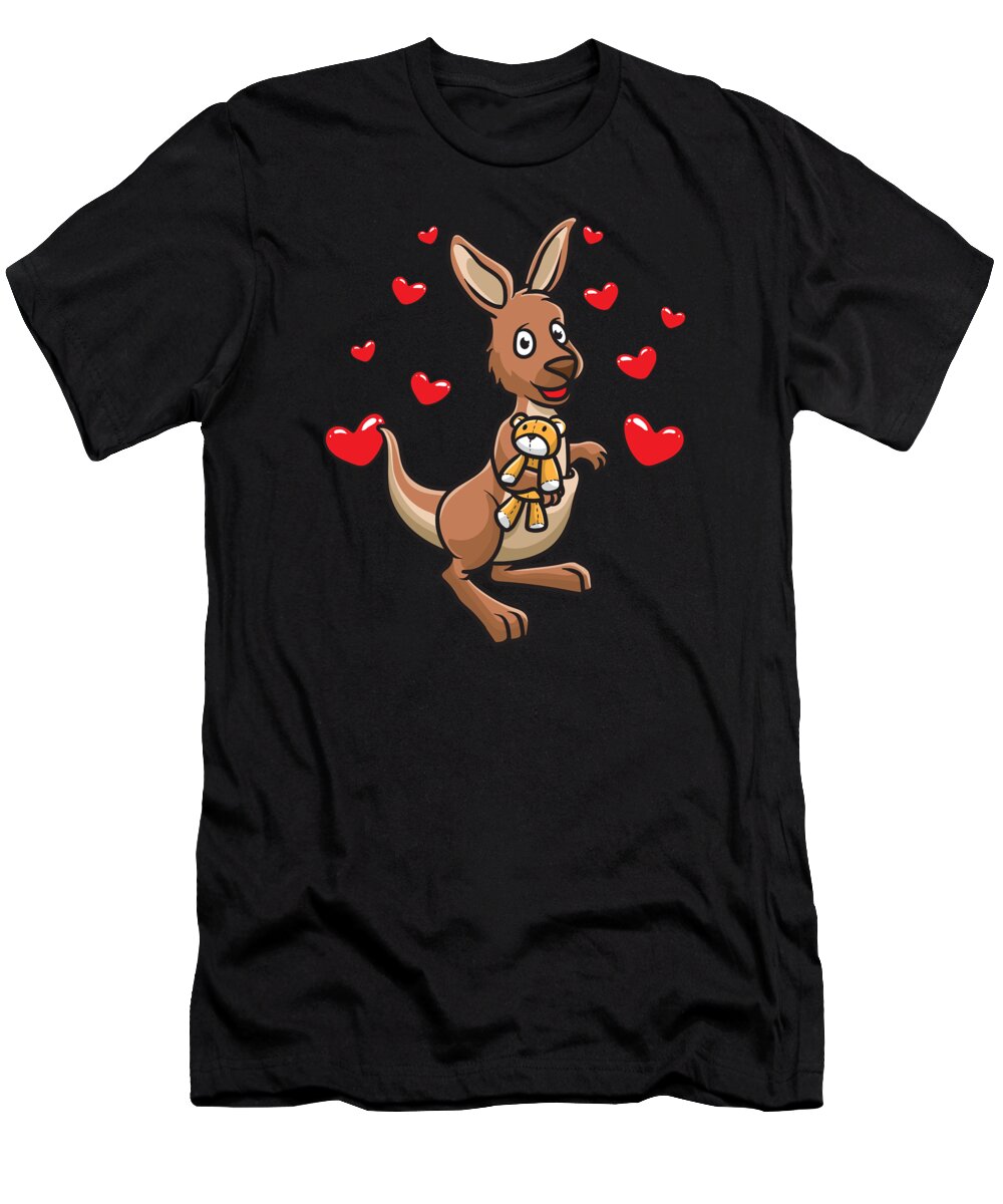 Kangaroo Motif T-Shirt featuring the digital art Kangaroo With Stuffed Animal by Joyce W