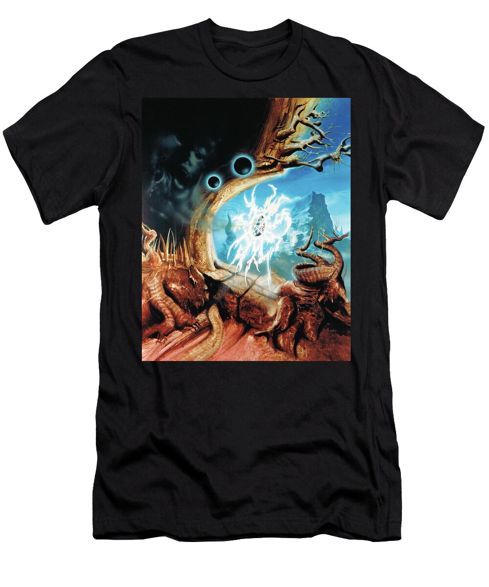 Kataklysm T-Shirt featuring the painting Kataklysm - Mystical Gate by Sv Bell