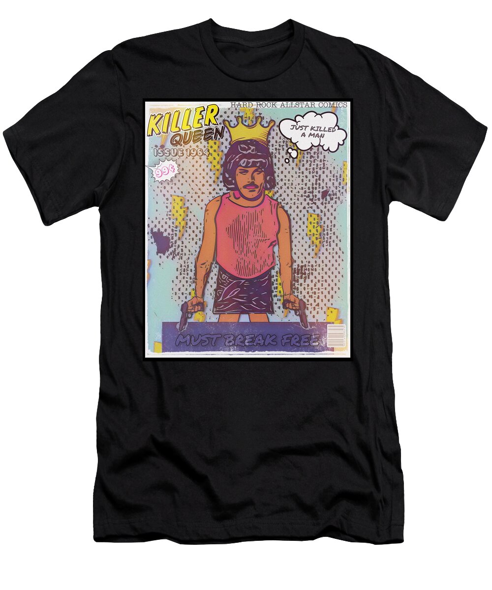Queen T-Shirt featuring the digital art Killer Queen Issue 1984 by Christina Rick