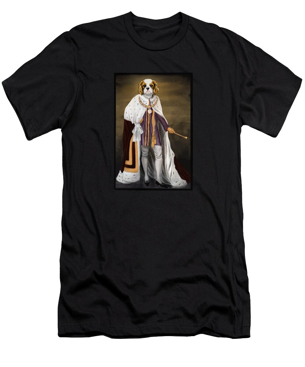 Cavalier T-Shirt featuring the digital art King Cavalier Dog Oil Painting by Me