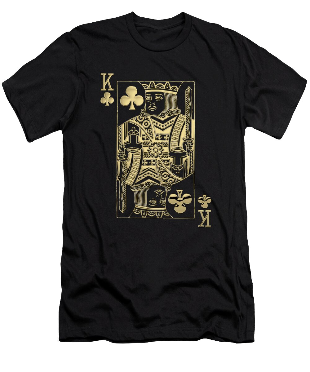 'gamble' Collection By Serge Averbukh T-Shirt featuring the digital art King of Clubs in Gold on Black  by Serge Averbukh