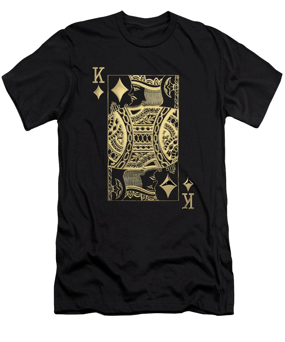 'gamble' Collection By Serge Averbukh T-Shirt featuring the digital art King of Diamonds in Gold on Black by Serge Averbukh