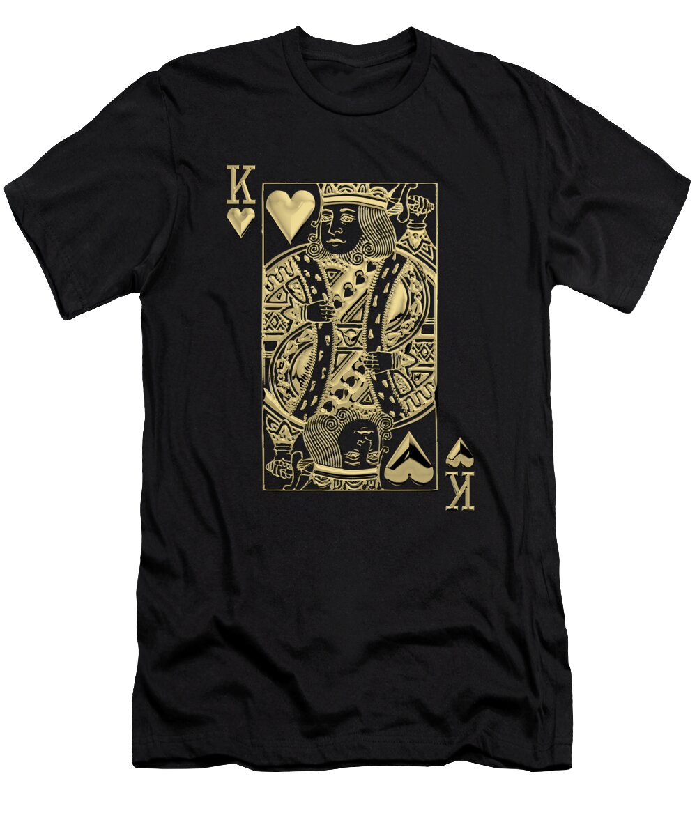 'gamble' Collection By Serge Averbukh T-Shirt featuring the digital art King of Hearts in Gold on Black by Serge Averbukh