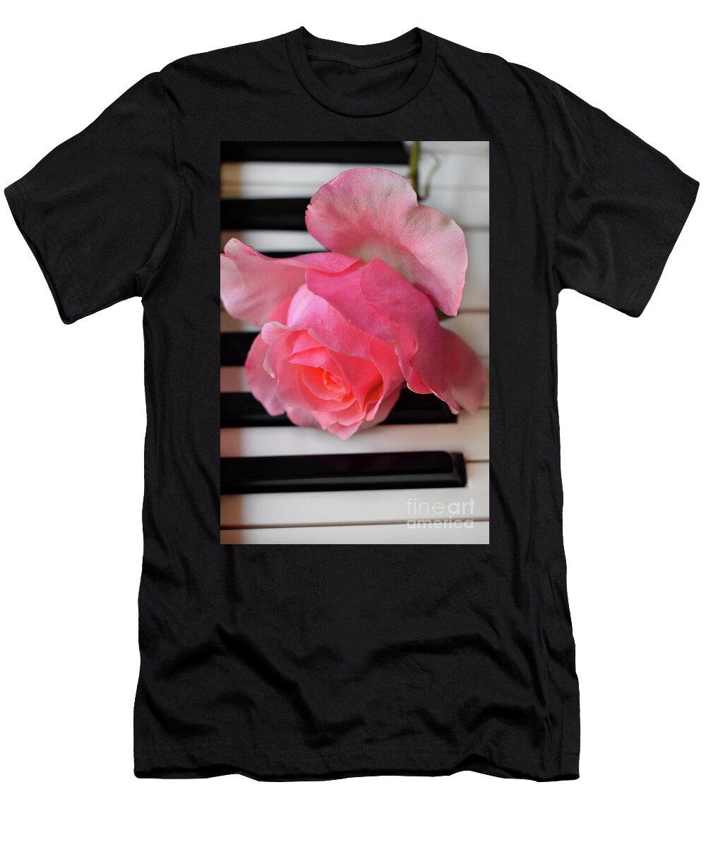 Music T-Shirt featuring the photograph Kiss From A Rose Maria Callas On The Piano by Leonida Arte