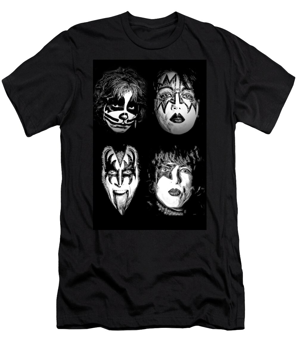 Kiss T-Shirt featuring the digital art KISS Nation BW by Fred Larucci