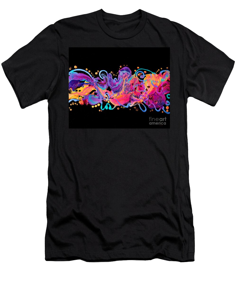 Candy-colored Vibrant Compelling Dynamic Fun Colorful Abstract Expressionist Contemporary Art Modern Art T-Shirt featuring the painting Knarly Twisted Cool 8737 by Priscilla Batzell Expressionist Art Studio Gallery