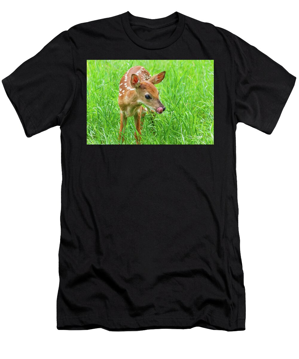 Fawn T-Shirt featuring the photograph Knee Deep in Dinner by Peg Runyan