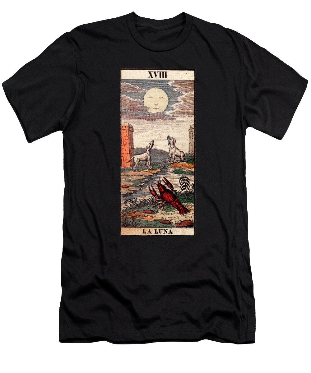 La Luna T-Shirt featuring the painting La Luna Italian Tarot Card The Moon by Unknown