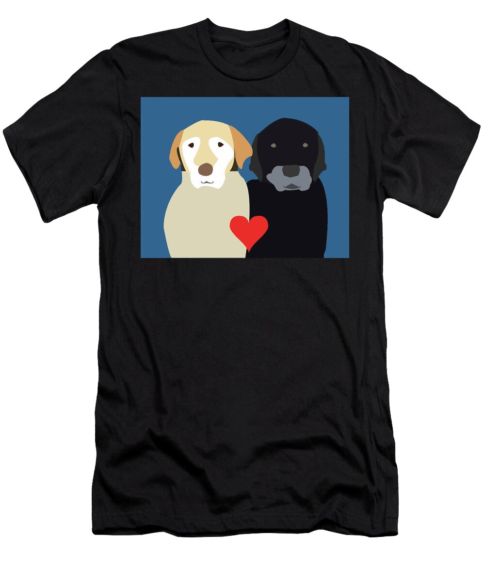 Labrador T-Shirt featuring the digital art Labs in love by Caroline Elgin