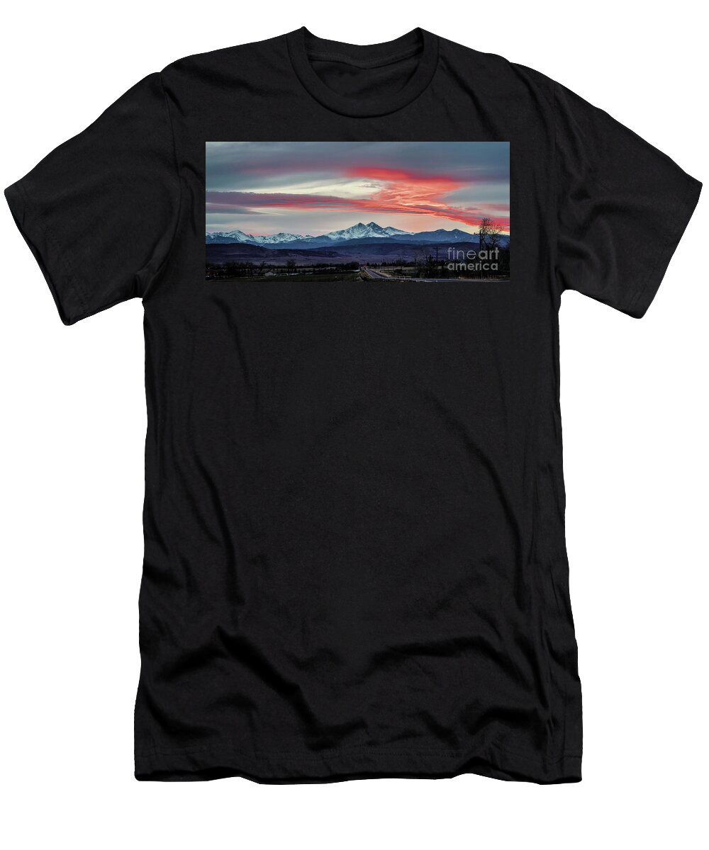 Jon Burch T-Shirt featuring the photograph Ladies In The Sky Winter Sunset by Jon Burch Photography