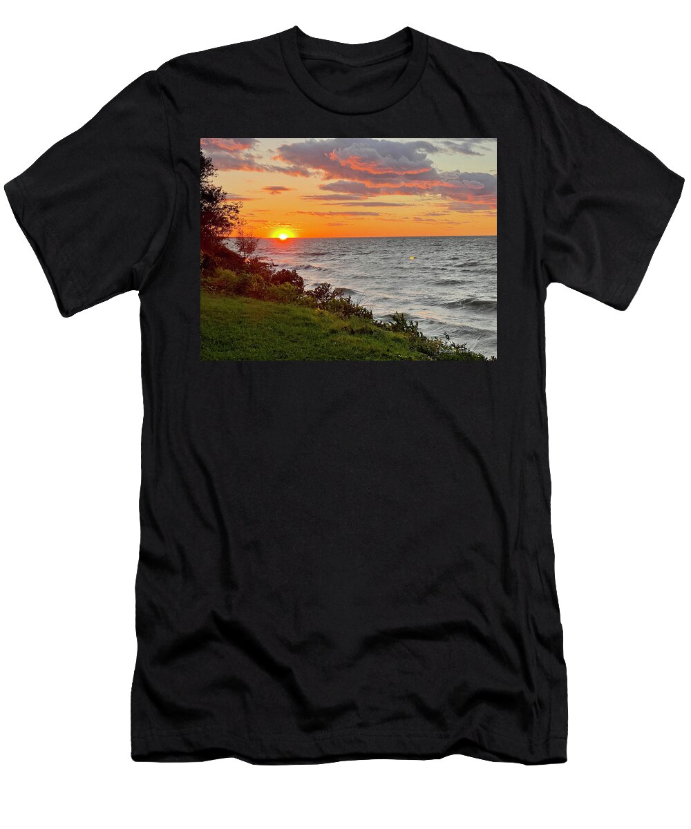 Sunset T-Shirt featuring the photograph Lake Erie Sunset - Lorain, OH by Terri Harper