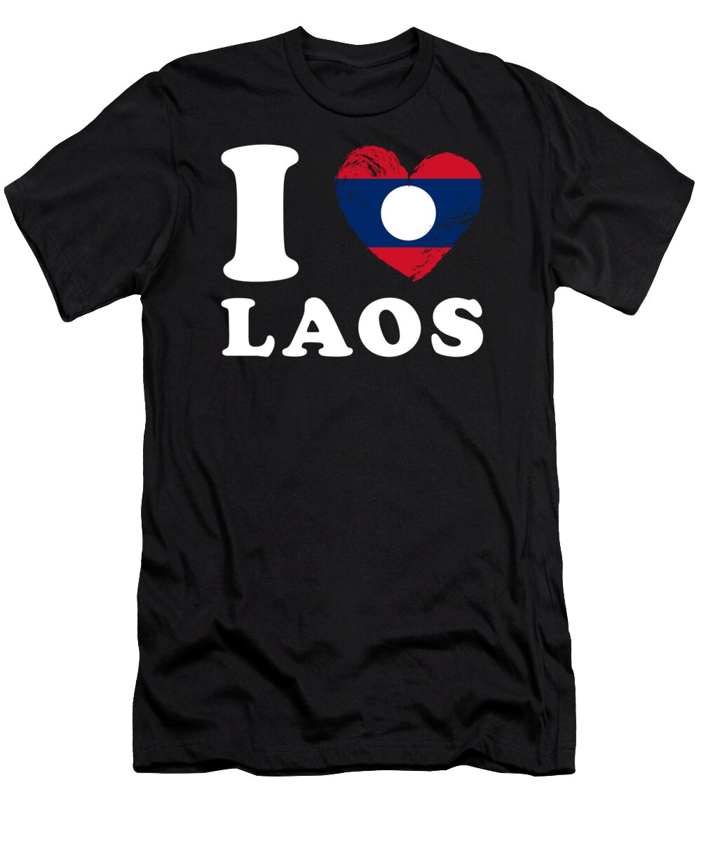 Laos T-Shirt featuring the digital art Laos I Love Laos by Manuel Schmucker