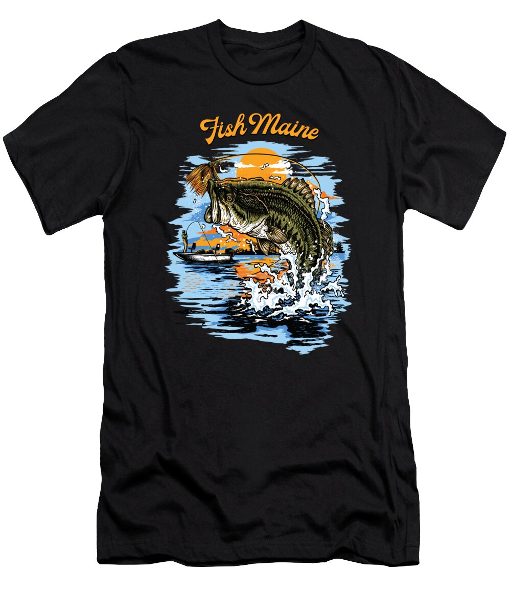 Largemouth Bass Fishing Graphic design Fish Maine graphic T-Shirt