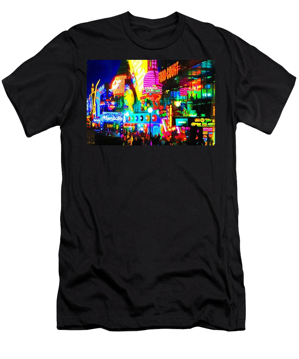 Vegas T-Shirt featuring the mixed media Las Vegas Strip at night by Tatiana Travelways