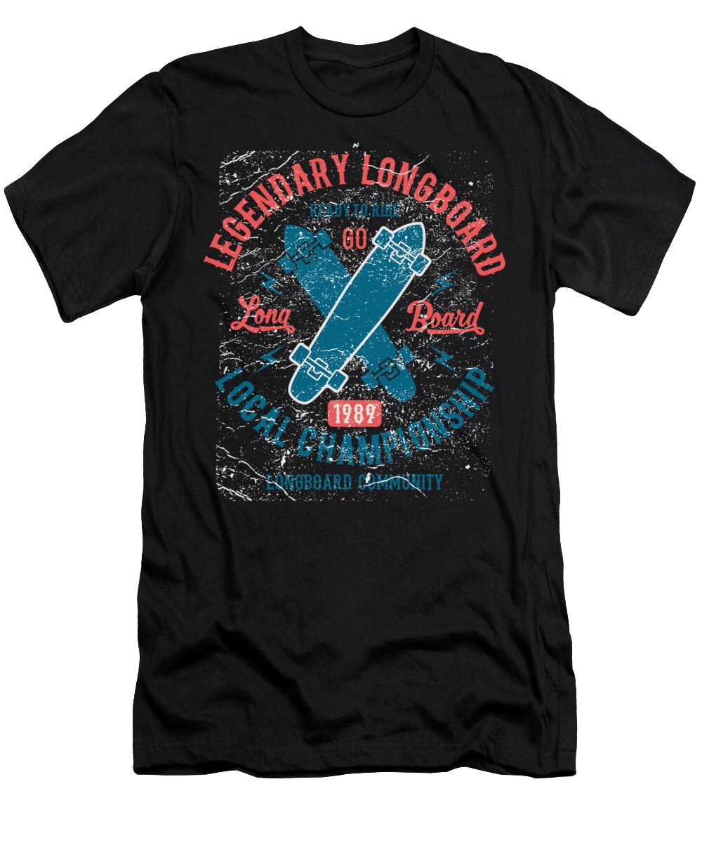 Distressed T-Shirt featuring the digital art Legendary Longboard by Jacob Zelazny