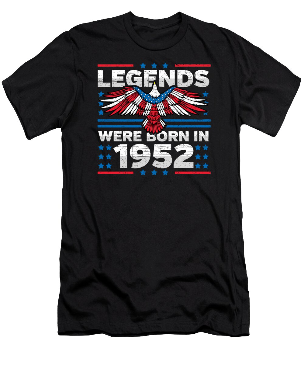Retro T-Shirt featuring the digital art Legends Were Born in 1952 Patriotic Birthday by Flippin Sweet Gear