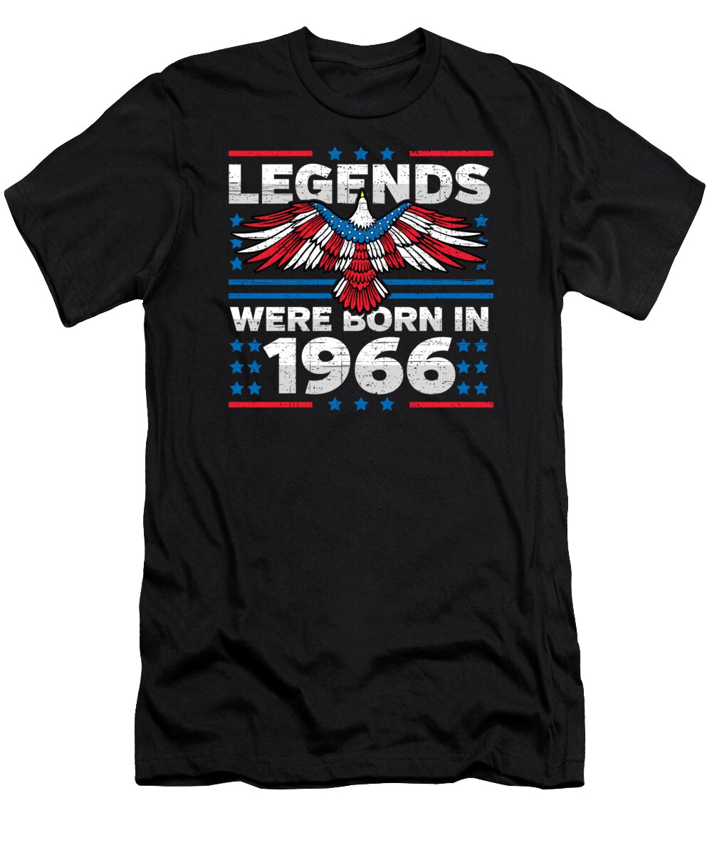 Retro T-Shirt featuring the digital art Legends Were Born in 1966 Patriotic Birthday by Flippin Sweet Gear